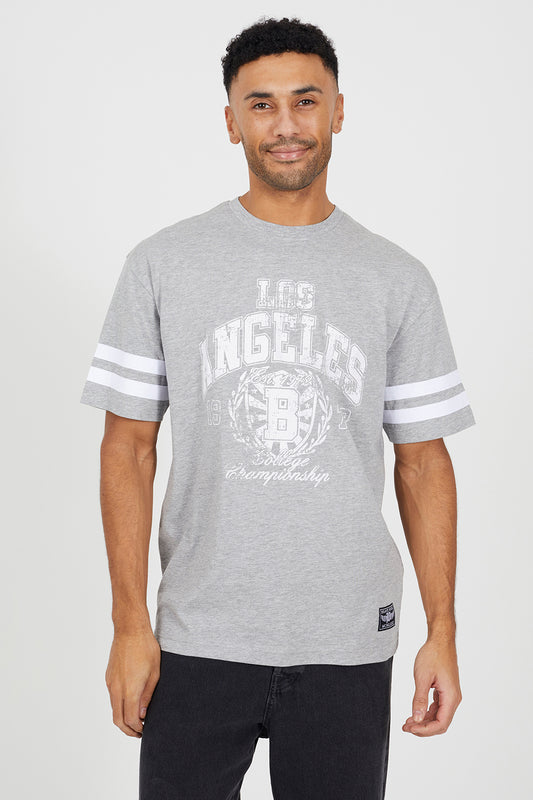 Brave Soul Light Grey Cotton Jersey Graphic T-Shirt - Light Grey Image 1