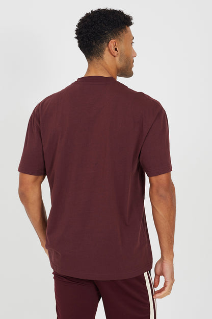 Brave Soul Burgundy Cotton Jersey Graphic T-Shirt - Burgundy Image 2