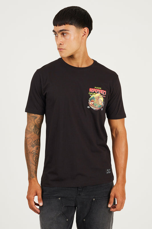 Brave Soul Black Cotton Jersey Graphic T-Shirt - Black Image 1