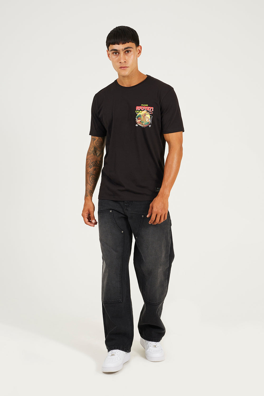 Brave Soul Black Cotton Jersey Graphic T-Shirt - Black Image 3