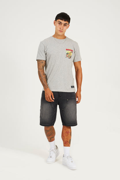 Brave Soul Light Grey Cotton Jersey Graphic T-Shirt - Light Grey Image 3