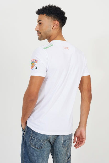 Brave Soul White Cotton Graphic Print Short Sleeve T-Shirt - White Image 2