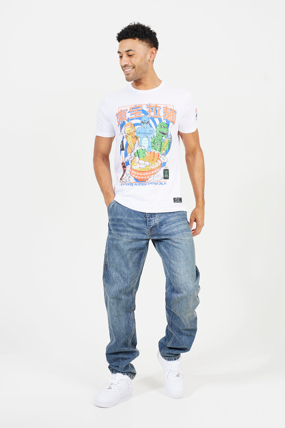 Brave Soul White Cotton Graphic Print Short Sleeve T-Shirt - White Image 3