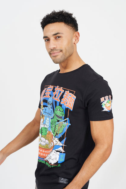 Brave Soul Black Cotton Graphic Print Short Sleeve T-Shirt - Black Image 4