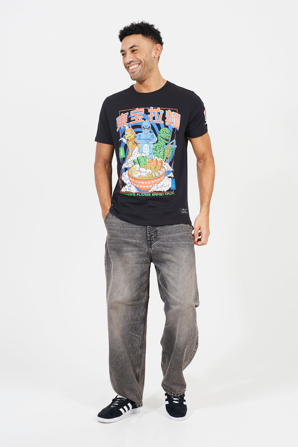 Brave Soul Black Cotton Graphic Print Short Sleeve T-Shirt - Black Image 3