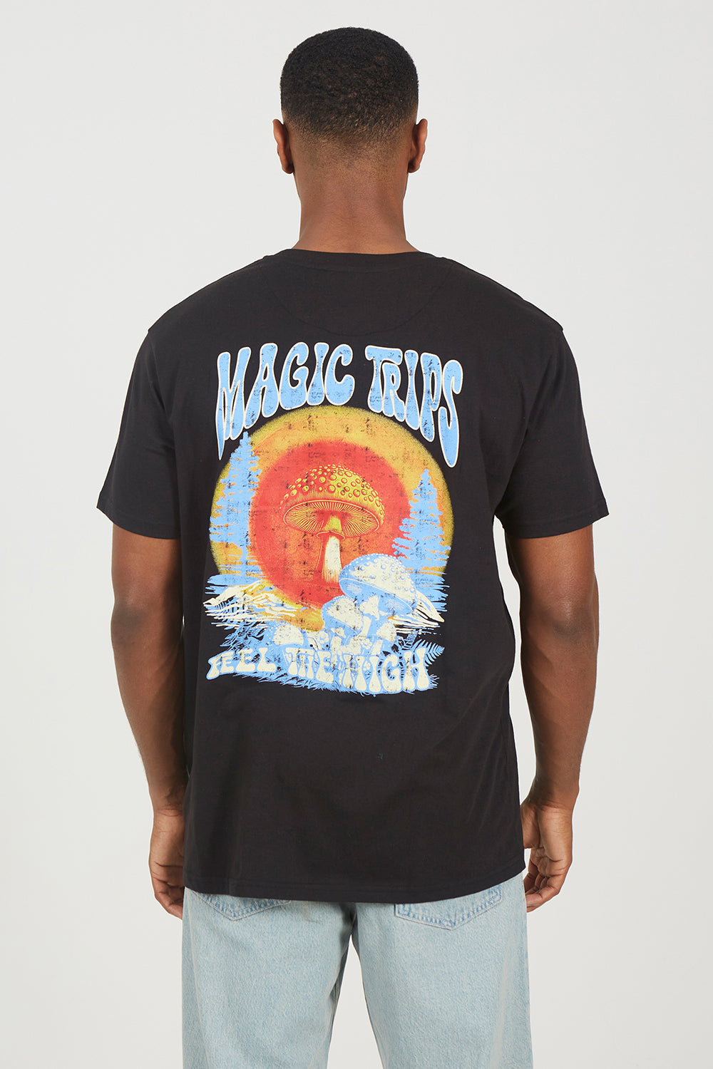 Brave Soul Black Cotton Crew Neck Oversized Graphic T-Shirt - Black Image 2
