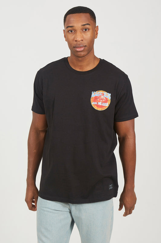 Brave Soul Black Cotton Crew Neck Oversized Graphic T-Shirt - Black Image 1