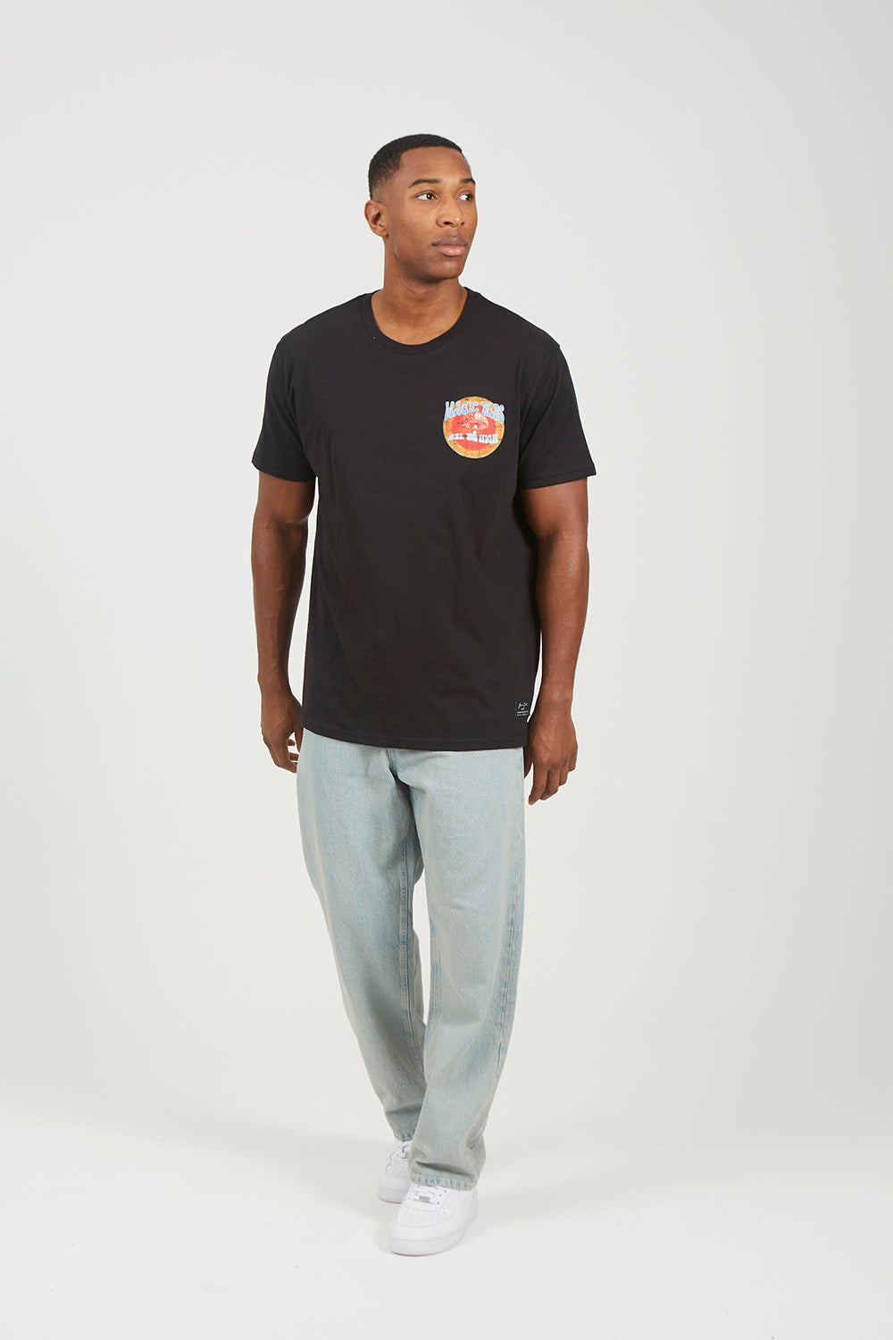 Brave Soul Black Cotton Crew Neck Oversized Graphic T-Shirt - Black Image 3
