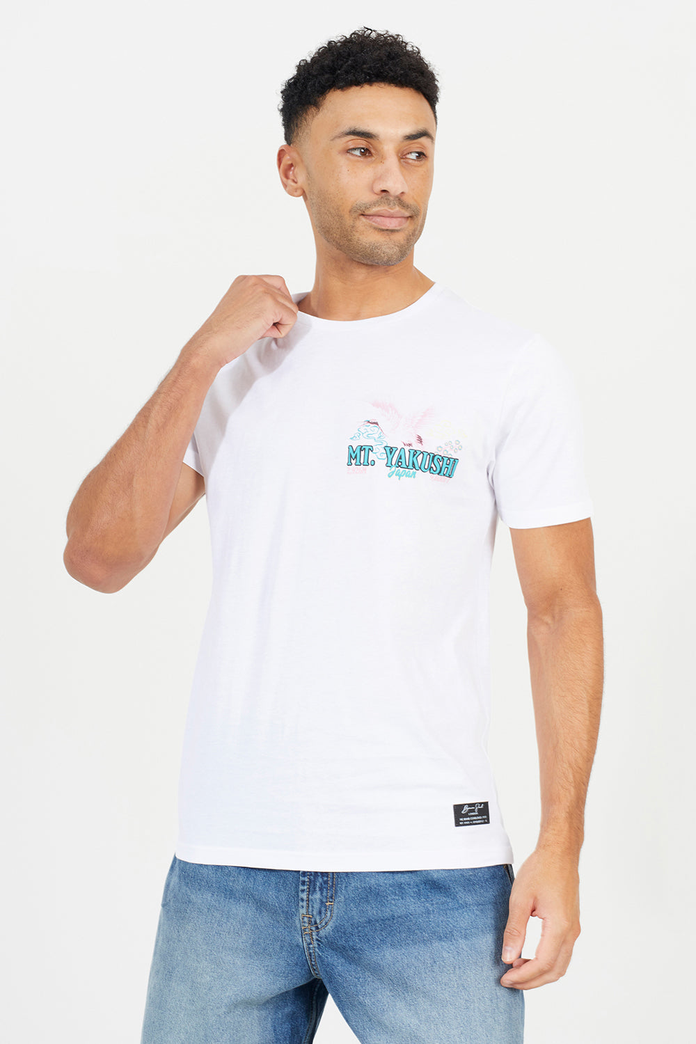 Brave Soul White Cotton Graphic Print Short Sleeve T-Shirt - White Image 1