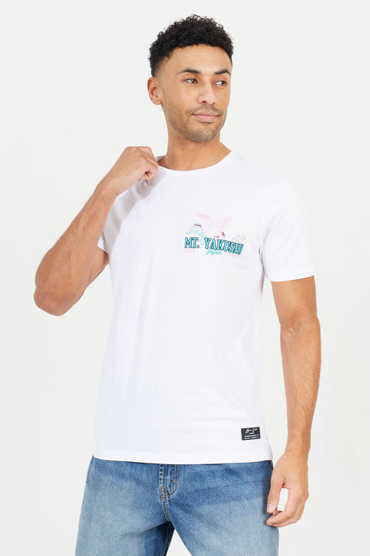 Brave Soul White Cotton Graphic Print Short Sleeve T-Shirt - White Image 1