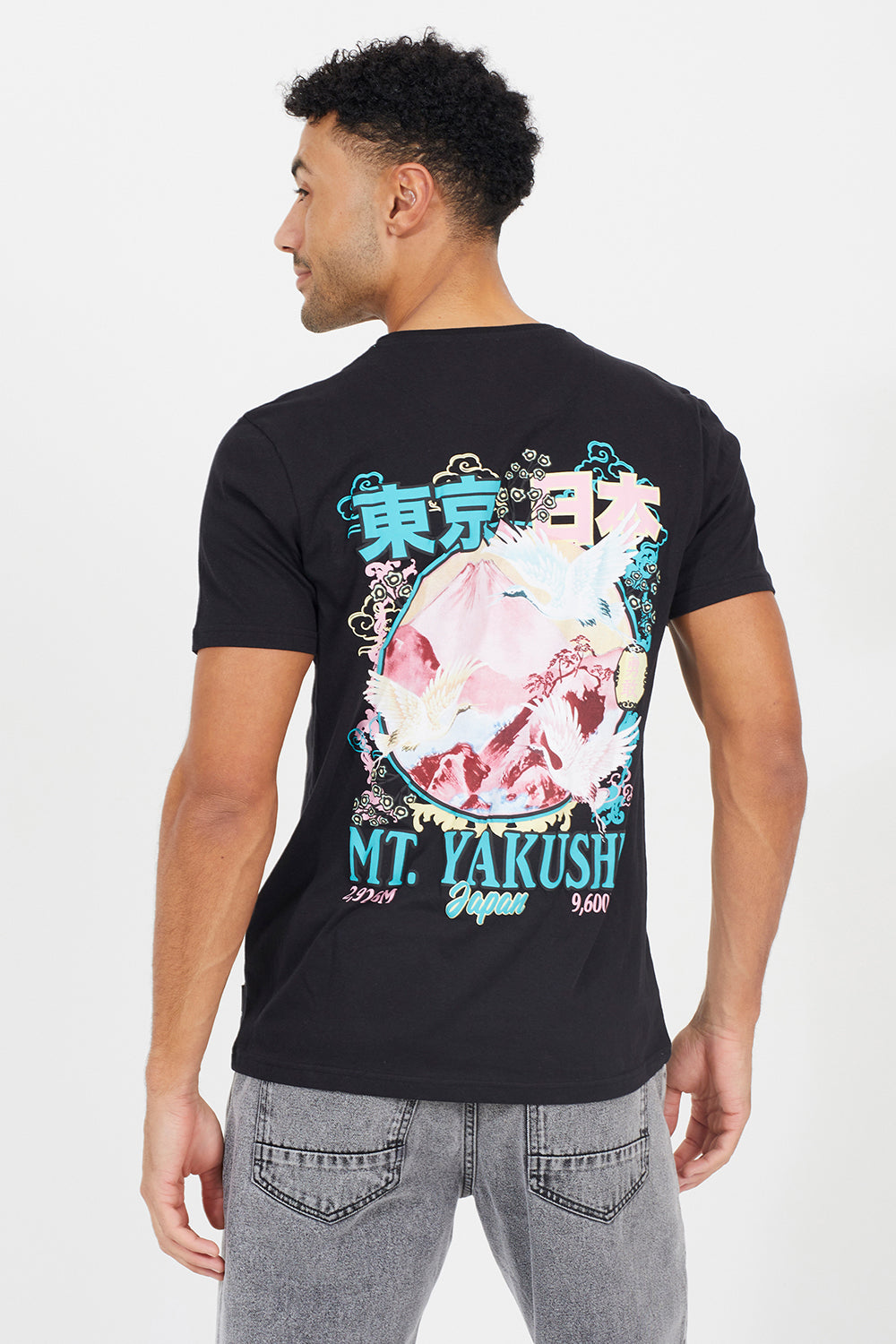 Brave Soul Black Cotton Graphic Print Short Sleeve T-Shirt - Black Image 2