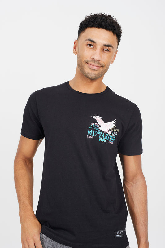 Brave Soul Black Cotton Graphic Print Short Sleeve T-Shirt - Black Image 1