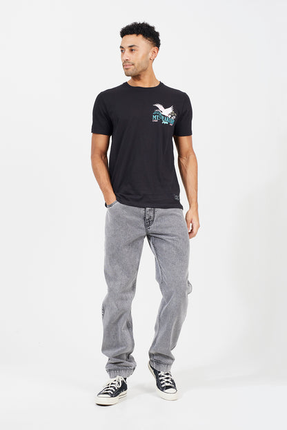 Brave Soul Black Cotton Graphic Print Short Sleeve T-Shirt - Black Image 3