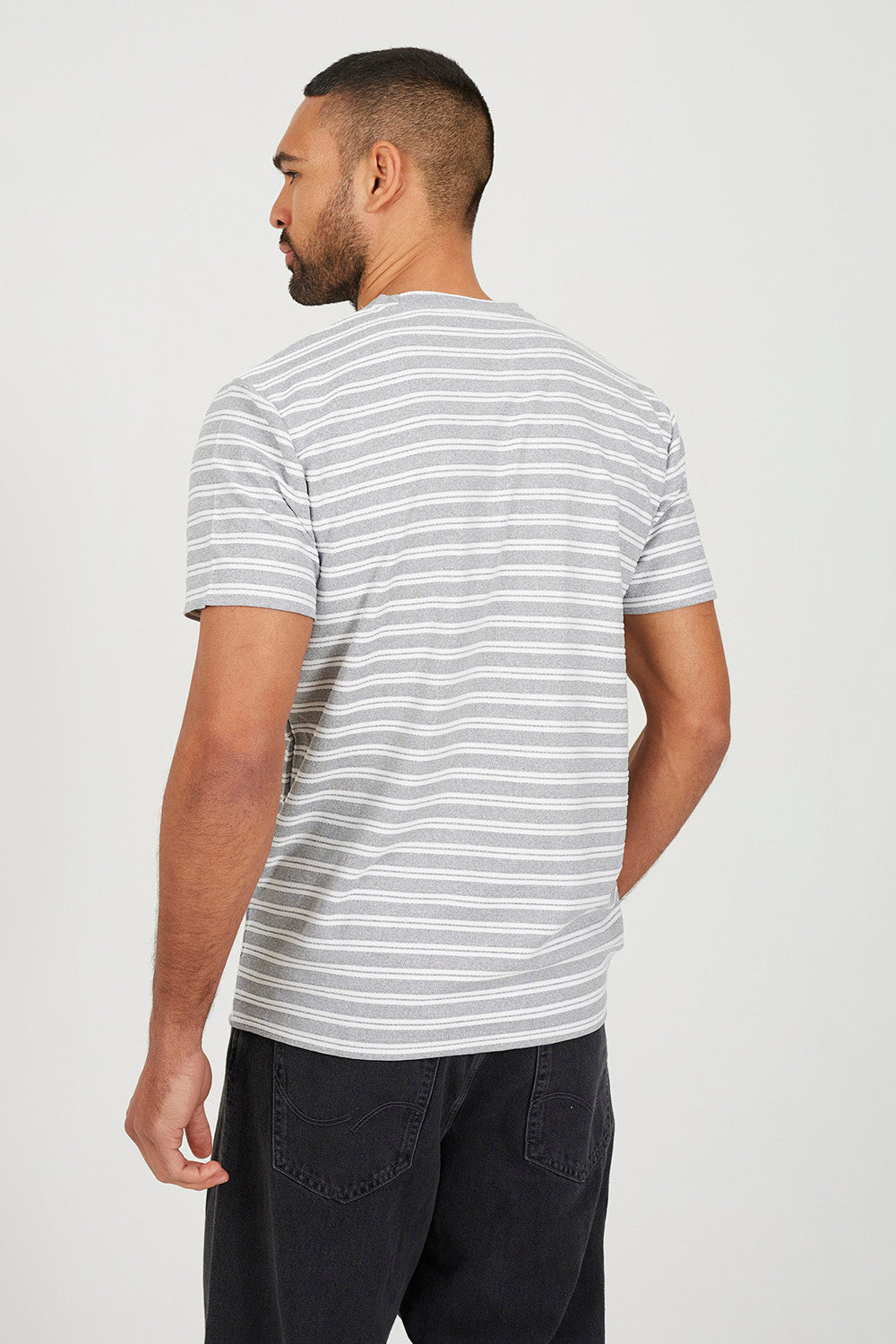 Brave Soul White Crew Neck Stripe T-Shirt - White Image 2