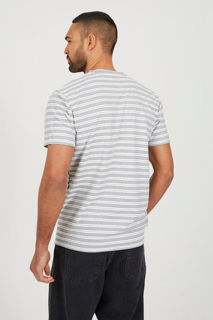 Brave Soul White Crew Neck Stripe T-Shirt - White Image 2
