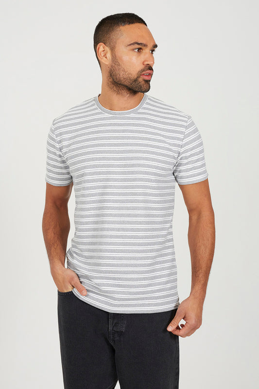 Brave Soul White Crew Neck Stripe T-Shirt - White Image 1