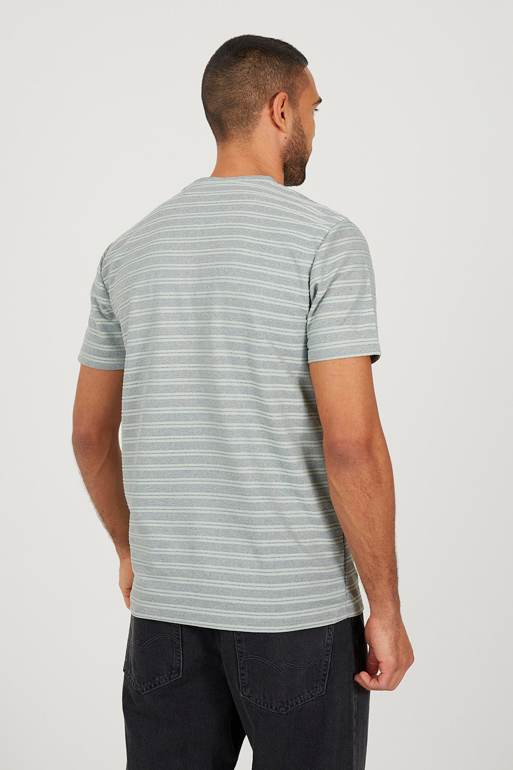Brave Soul Green Crew Neck Stripe T-Shirt - Green Image 2