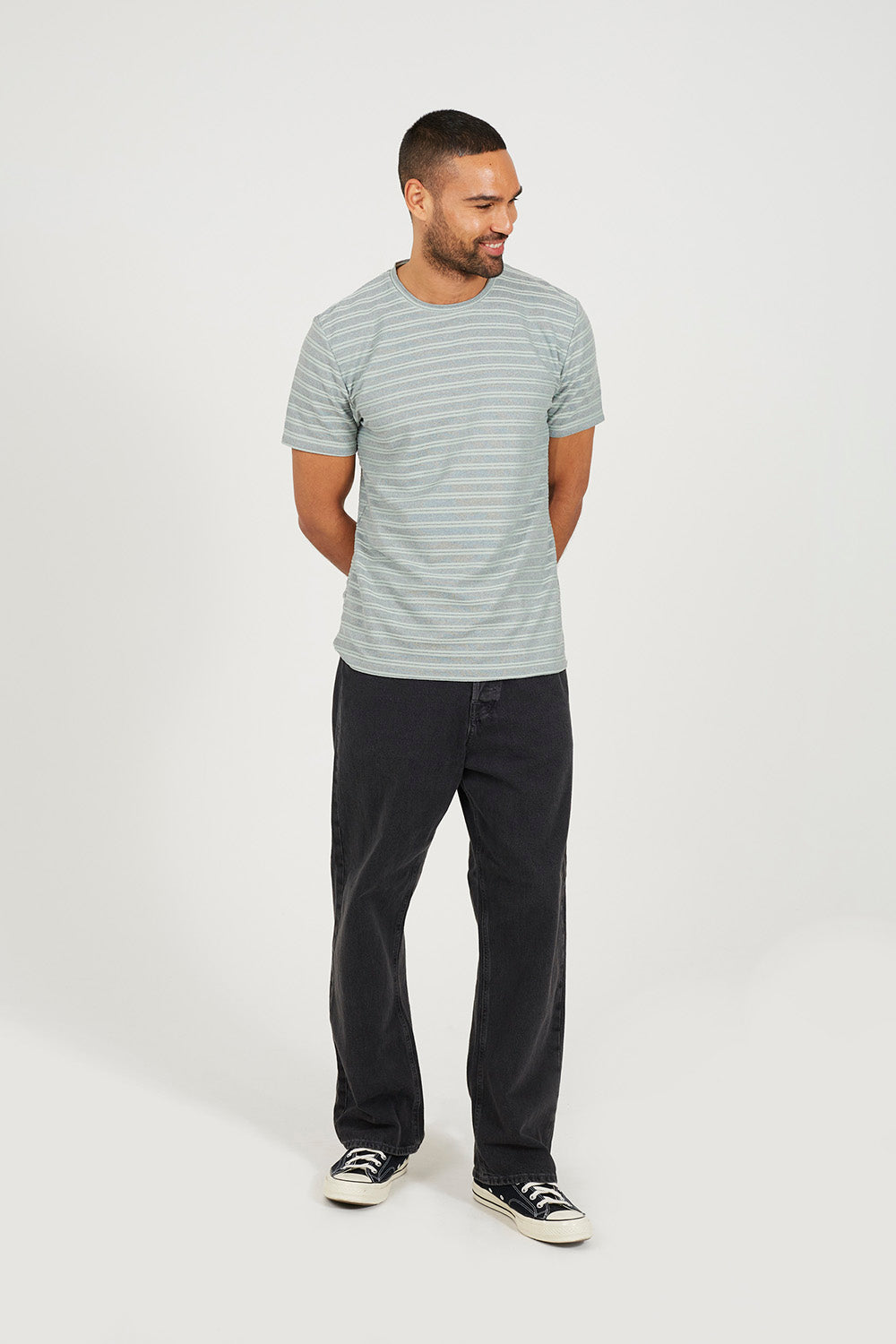 Brave Soul Green Crew Neck Stripe T-Shirt - Green Image 3
