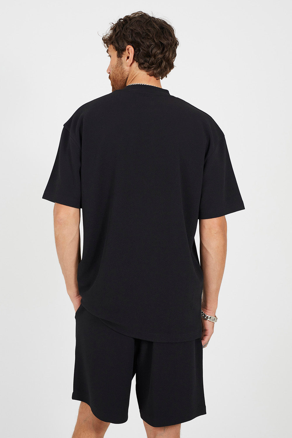 Brave Soul Black Crinkled T-Shirt - Black Image 2