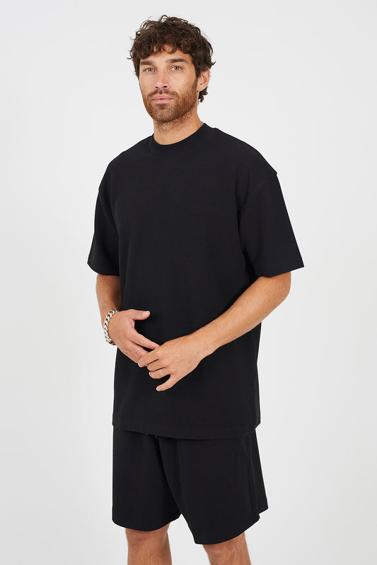 Brave Soul Black Crinkled T-Shirt - Black Image 1