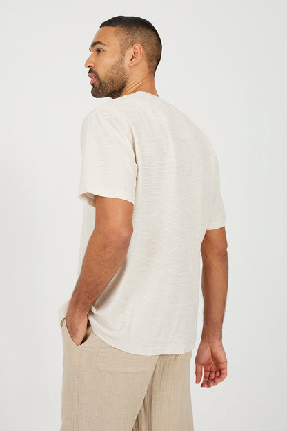 Brave Soul Stone Oversized Mock Neck T-Shirt - Stone Image 2