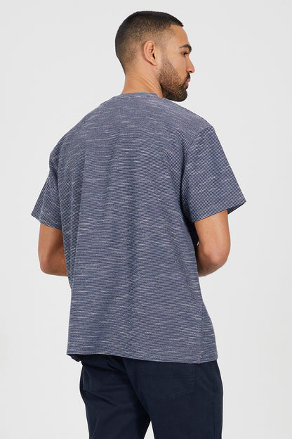 Brave Soul Navy Oversized Mock Neck T-Shirt - Navy Image 2
