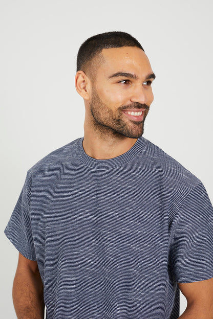 Brave Soul Navy Oversized Mock Neck T-Shirt - Navy Image 4