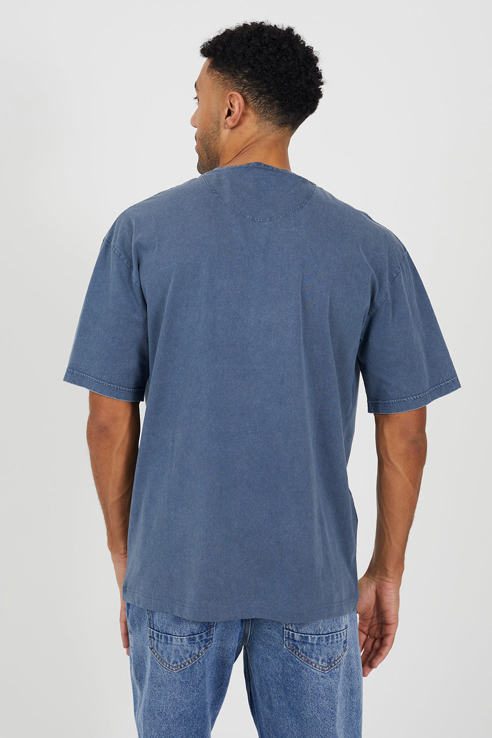 Brave Soul Blue Cotton Jersey Graphic T-Shirt - Blue Image 2