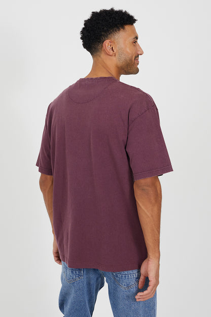 Brave Soul Burgundy Cotton Jersey Graphic T-Shirt - Burgundy Image 2