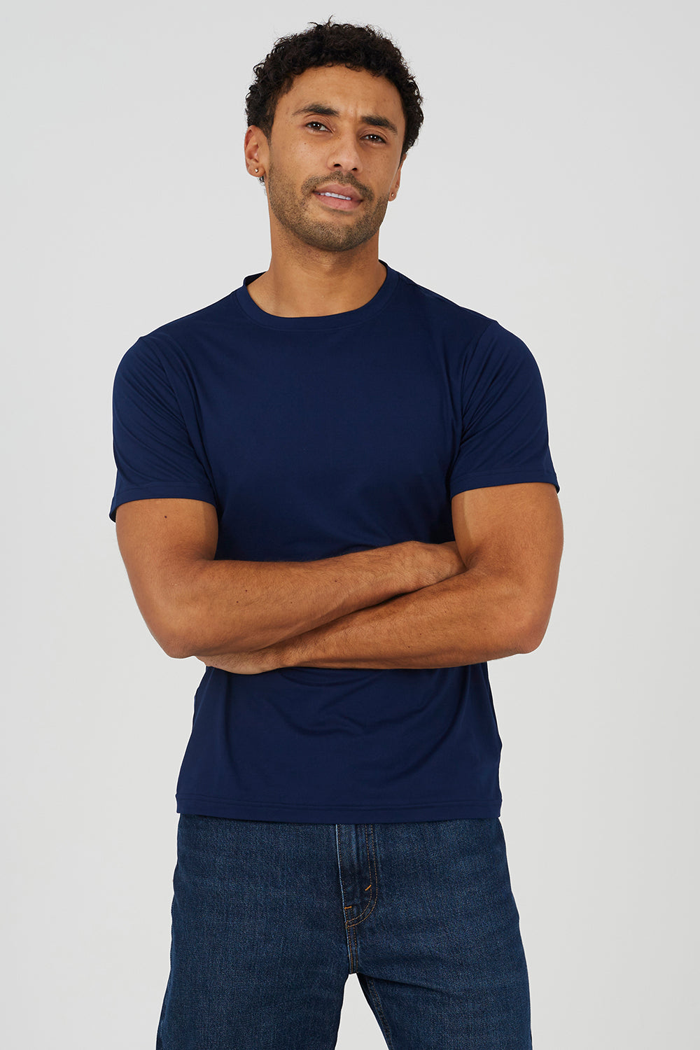 Brave Soul Navy Classic Crew Neck T-Shirt - Navy Image 1
