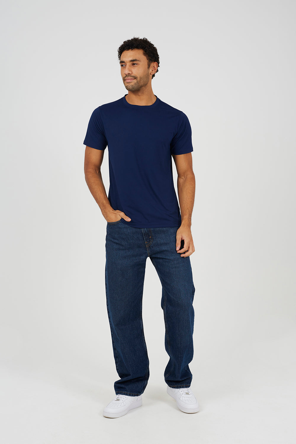 Brave Soul Navy Classic Crew Neck T-Shirt - Navy Image 3