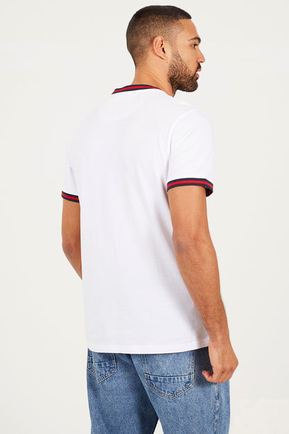 Brave Soul White Contrast Tipping Detail T-Shirt - White Image 2
