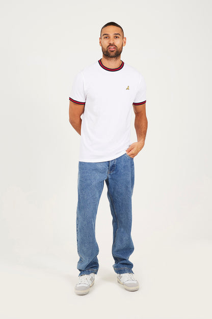 Brave Soul White Contrast Tipping Detail T-Shirt - White Image 3