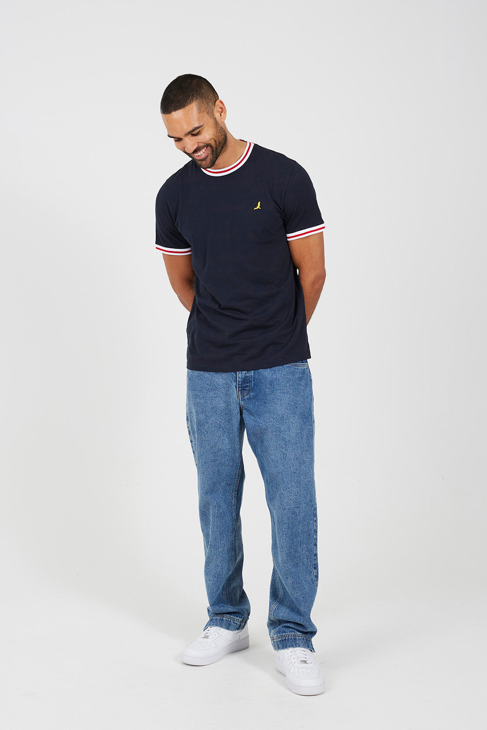 Brave Soul Navy Contrast Tipping Detail T-Shirt - Navy Image 3