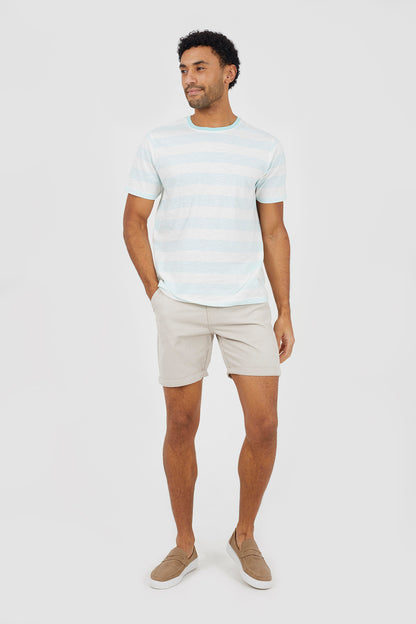 Brave Soul Mint Contrast Crew Neck Stripe T-Shirt - Mint Image 3