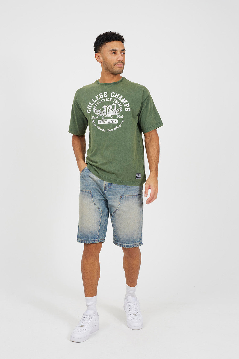 Brave Soul Dark Green Graphic T-Shirt - Dark Green Image 3