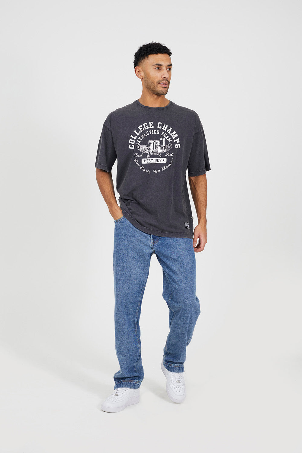 Brave Soul Dark Grey Graphic T-Shirt - Dark Grey Image 3