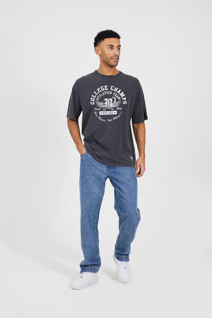 Brave Soul Dark Grey Graphic T-Shirt - Dark Grey Image 3