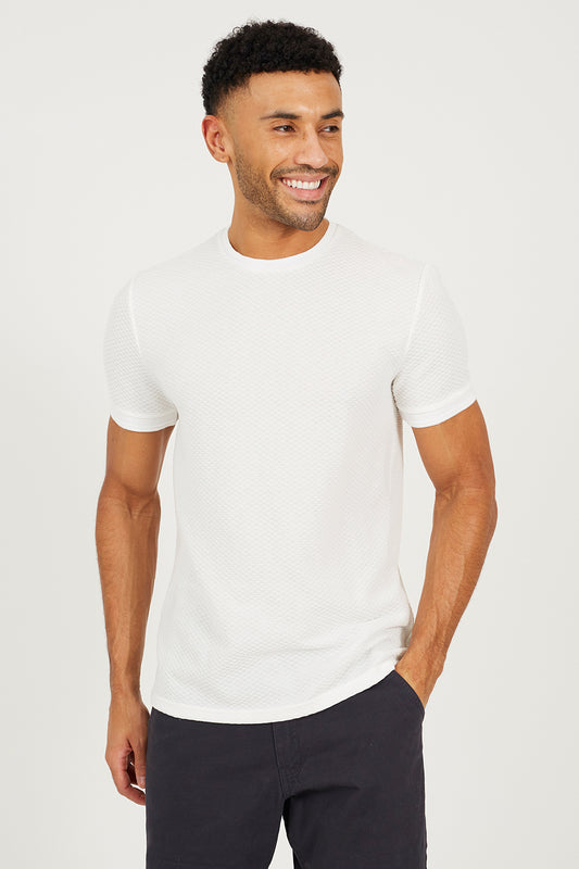 Brave Soul Cream Crew Neck T-Shirt - Cream Image 1