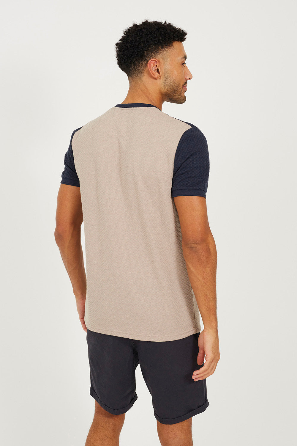 Brave Soul Navy Colour Blocking T-Shirt - Navy Image 2
