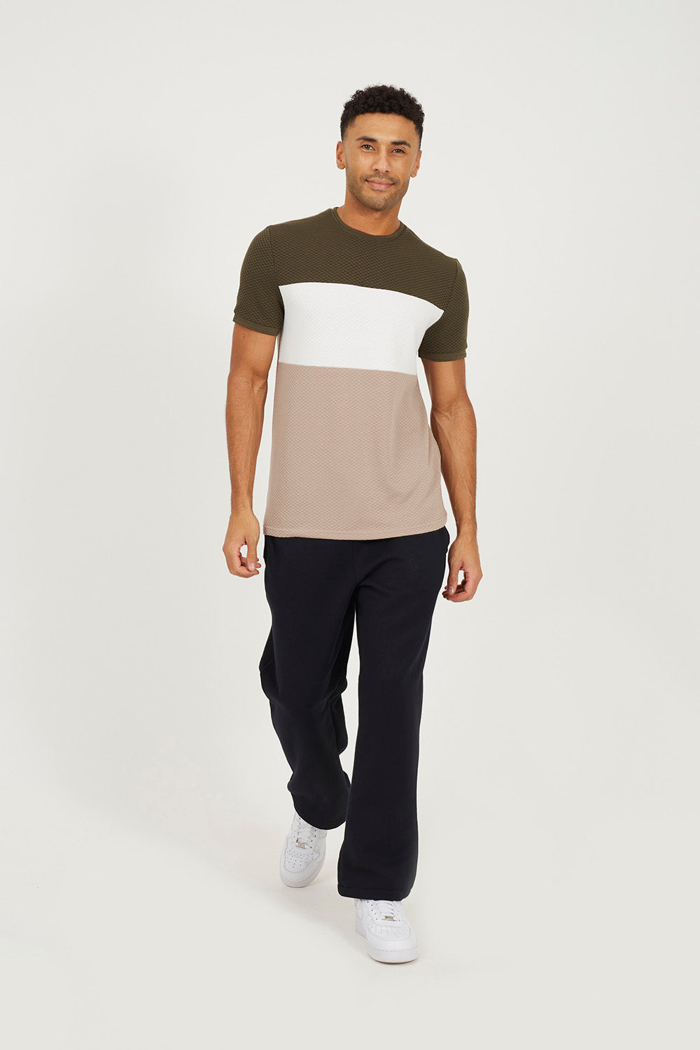 Brave Soul Khaki Colour Blocking T-Shirt - Khaki Image 3