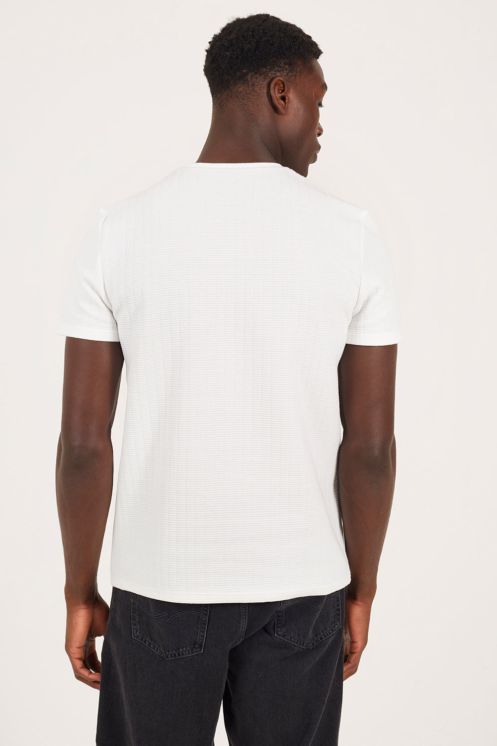 Brave Soul Off White Jacquard Short Sleeve Crew Neck T-Shirt - Off White Image 2