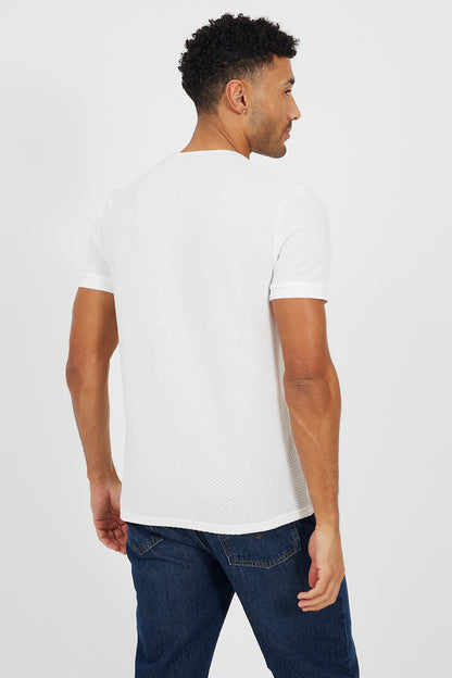 Brave Soul Cream Embroidered Crew Neck T-Shirt - Cream Image 2