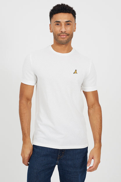 Brave Soul Cream Embroidered Crew Neck T-Shirt - Cream Image 1