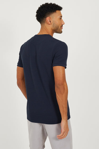 Brave Soul Navy Embroidered Crew Neck T-Shirt - Navy Image 2