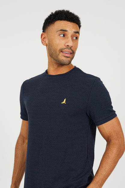 Brave Soul Navy Embroidered Crew Neck T-Shirt - Navy Image 4