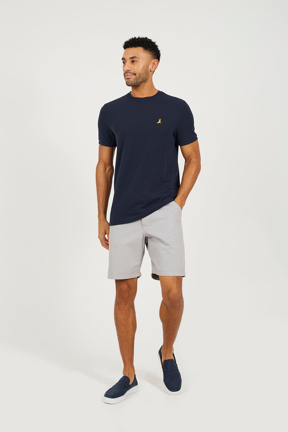 Brave Soul Navy Embroidered Crew Neck T-Shirt - Navy Image 3