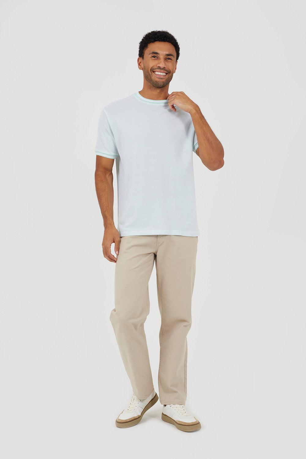 Brave Soul Pale Green Crew Neck Jacquard Knit T-Shirt - Pale Green Image 3