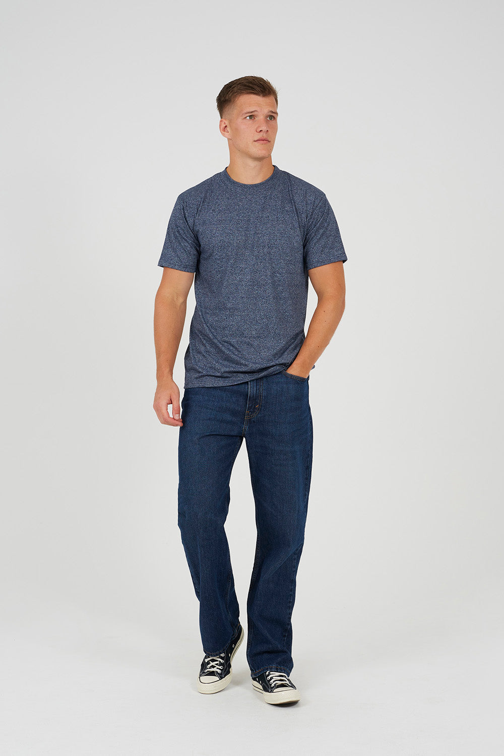 Brave Soul Blue Crew Neck T-Shirt    - Blue Image 3